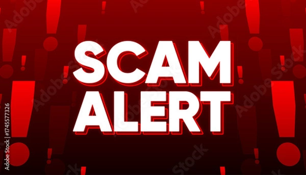 Fototapeta Scam Alert red message. Scam banner label. Vector illustration.