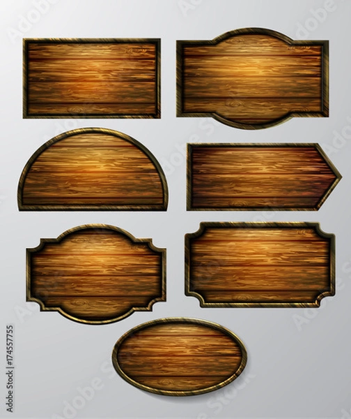 Fototapeta Wooden signs, vector icon set