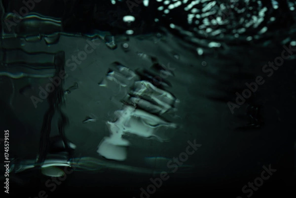 Fototapeta 424.Dark Water Ripples With Reflections And Submerged Form