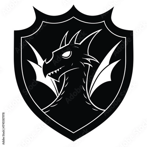 Obraz shield with wings and shield vector logo