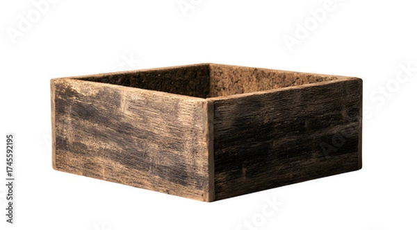 Fototapeta Rustic wooden box with weathered texture, perfect for creative displays, farmhouse decor, or vintage product presentation in your designs