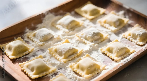 Obraz Uncooked Ravioli Ready For Boiling
