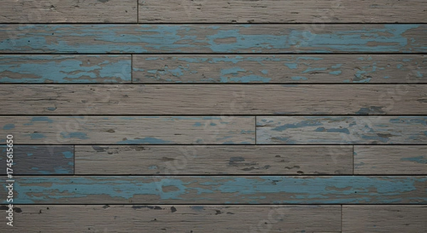 Fototapeta Distressed wood plank background texture with peeling paint for rustic designs and arts
