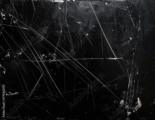 Fototapeta Scratched, dark surface with random lines and textures