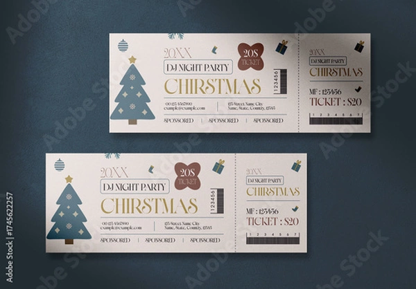 Fototapeta Christmas Event Ticket Layout