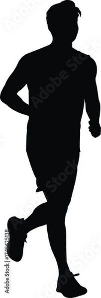 Fototapeta Silhouette of a Man Running, Capturing Motion and Fitness