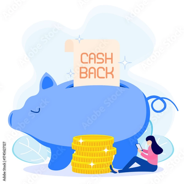 Fototapeta Illustration vector graphic cartoon character of cash back