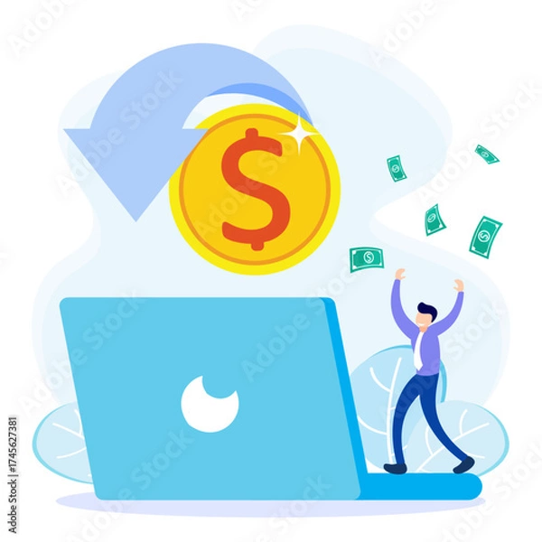 Fototapeta Illustration vector graphic cartoon character of cash back
