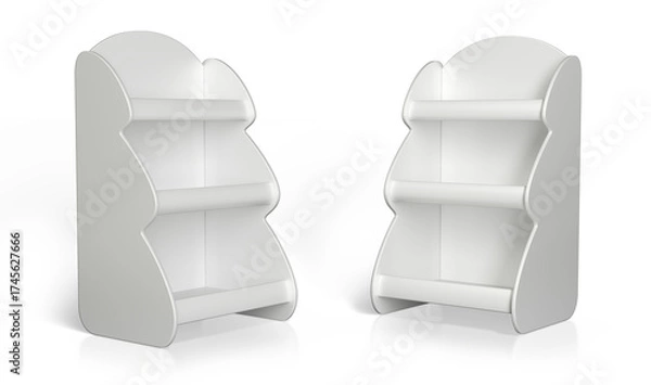 Fototapeta Retail Christmas tree shaped display stand. Set of 3d illustrations on white background