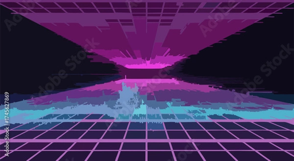 Obraz Sustainable Urban Cityscape Vector Illustration with Green Energy and Wind Turbines