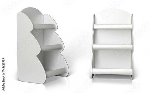 Fototapeta Retail Christmas tree shaped display stand. Set of 3d illustrations on white background