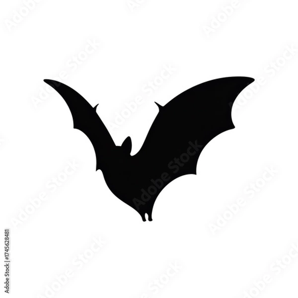 Obraz A single bat flying with smooth wing curves vector silhouette png file