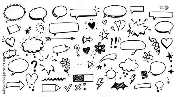 Fototapeta Add a playful touch to your designs with these hand-drawn doodle elements, perfect for adding personality and visual interest to any project