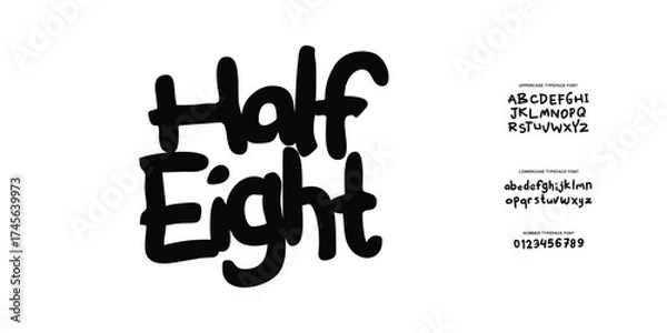 Fototapeta Elegant Font. Groovy Font. Graffiti Font. Creative Hand Drawn Uppercase and Number. Street Art Classic Lettering Fashion Designs Typography modern serif  decorative vintage concept vector illustration