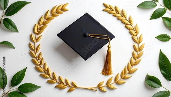 Fototapeta Graduation celebration campus event academic environment top-down view achievement and success