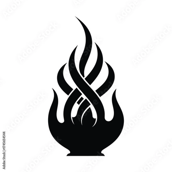 Fototapeta Elegant flame design with intertwined tendrils