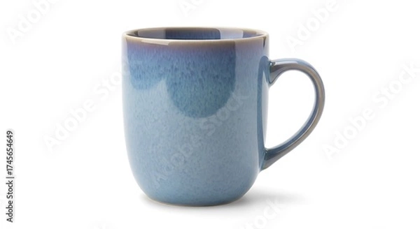 Fototapeta A stylish blue ceramic mug, perfect for enjoying your favorite hot beverages, isolated on a white background