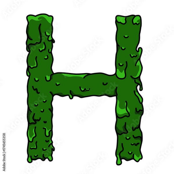 Obraz green letter h
