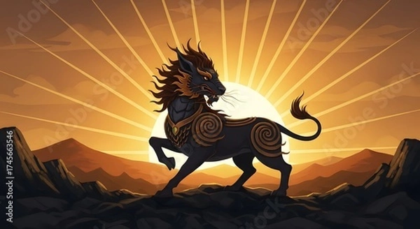 Fototapeta Majestic Mythical Animal in Enchanted Realm of Fantasy and Wonder	