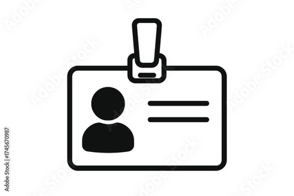 Fototapeta Identification badge icon vector. ID card for security, corporate pass. Employee, staff, press, visitor name tag. Personal identity document concept. Lanyard card holder.
