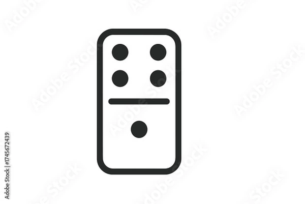 Fototapeta Domino icon flat style. Board game symbol. Vector illustration. Gambling, leisure, strategy concept. Dominoes tile game piece. Black and white pictogram isolated. Four, one.