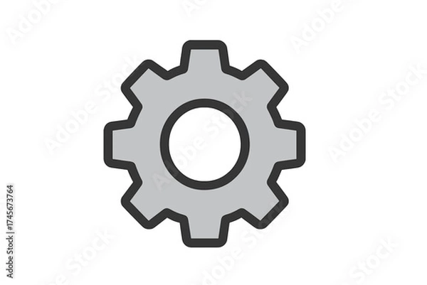 Fototapeta Setting gear icon with trendy filled line style for web, app, UI design. Vector illustration isolated on white background. Logo symbol, interface element, technology concept.