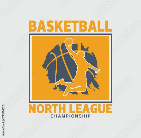 Fototapeta Basketball North League Championship sport typography, tee shirt graphics, vectors