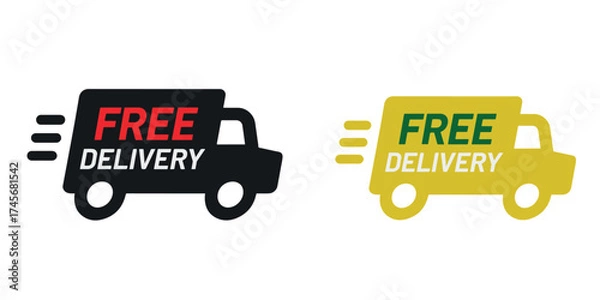 Fototapeta Express shipping icon with free delivery text and arrow element isolated on transparent background