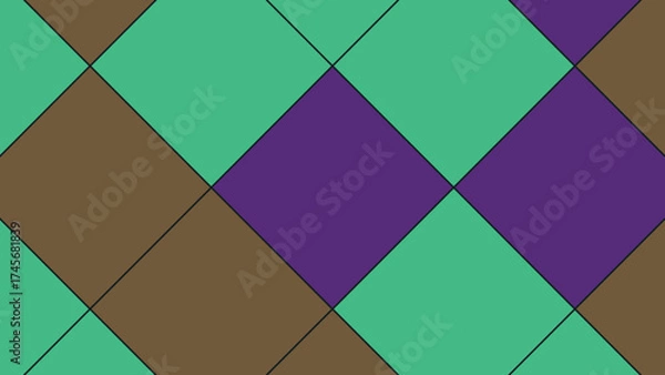 Fototapeta Abstract rhombus pattern with purple green and brown colors background