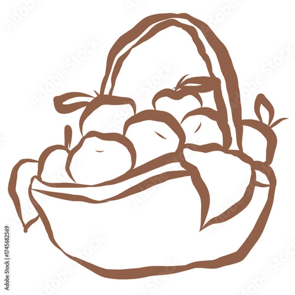 Obraz Basket with Apples. Hand-Drawn Illustration.