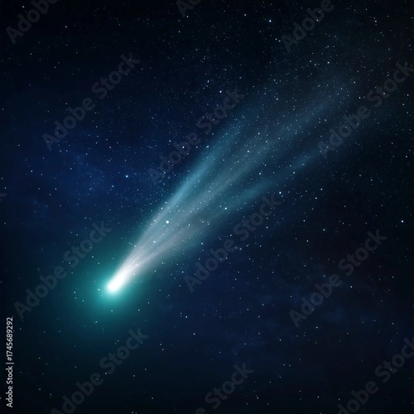 Fototapeta A Spectacular Comet with a Blazing Nucleus Traveling Through the Vastness of Deep Space