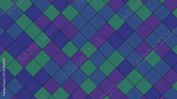 Fototapeta Diamond pattern with navy blue green and purple seamless backdrop