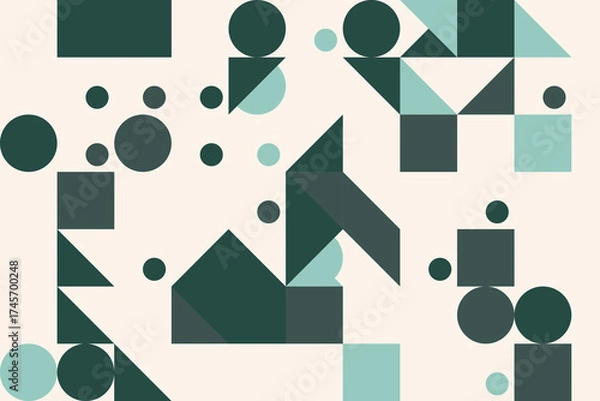 Fototapeta Abstract Geometric Pattern with Circles Squares and Triangles Modern Design