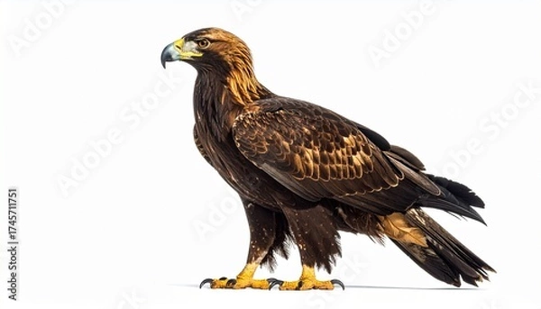 Obraz Majestic Golden Eagle Standing Tall Against a Pristine White Background.