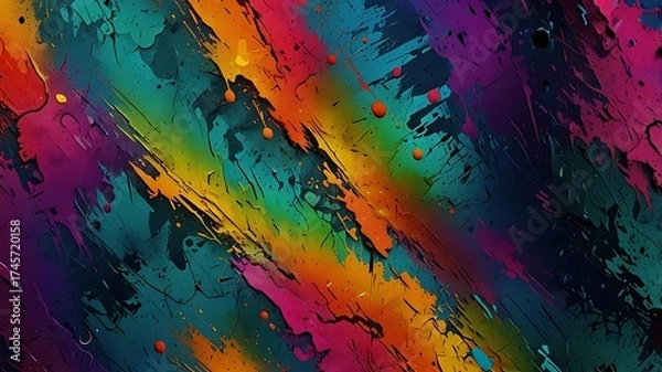 Obraz Vibrant abstract paint splatter texture with diagonal strokes
