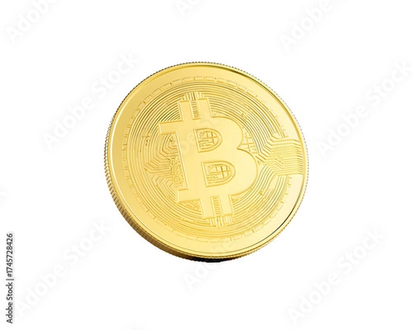 Fototapeta Close up Shot of Golden Cryptocurrency Coin Illustrating the Decentralized Digital Currency