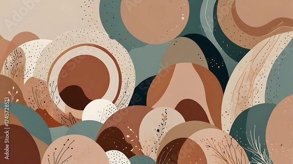 Obraz Abstract organic shapes and textures in earth tones