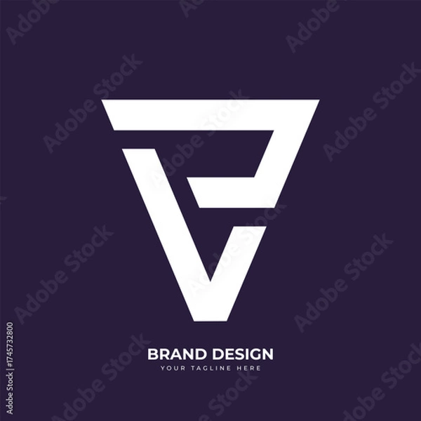 Fototapeta Letter V L P Initial Triangle Monogram Logo