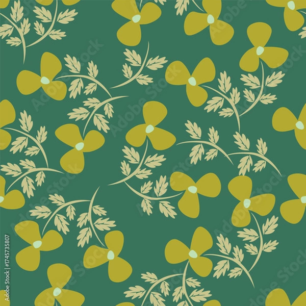 Fototapeta seamless pattern flowers and leaves