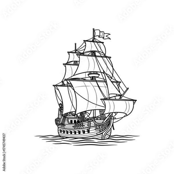 Fototapeta Ship icon flat vector design.