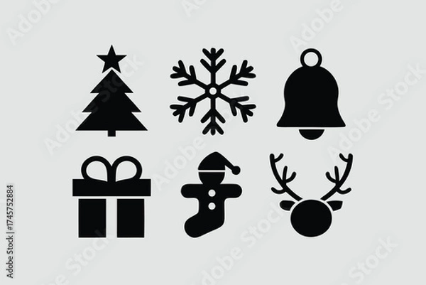 Fototapeta  silhouette vector illustration featuring a collection of Christmas.