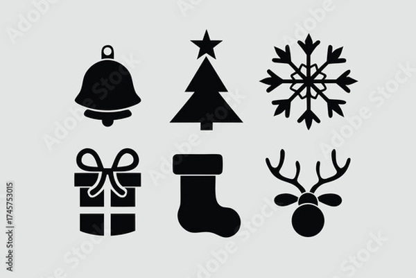 Fototapeta  silhouette vector illustration featuring a collection of Christmas.