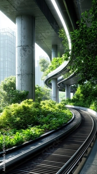 Fototapeta Elevated Railway with Greenery