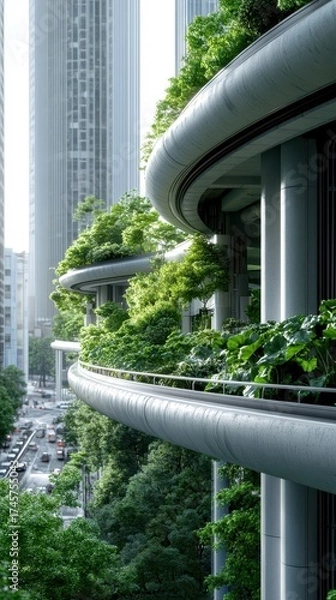 Fototapeta Elevated Green Urban Landscape