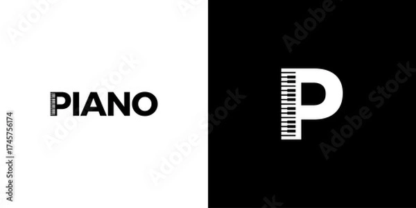 Obraz Letter P Piano Creative Logo Design, Icon Symbol, Vector