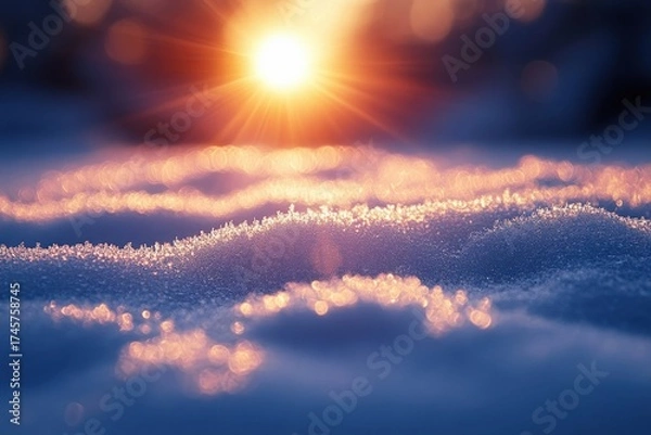 Obraz Sun shining over snow-covered ground.