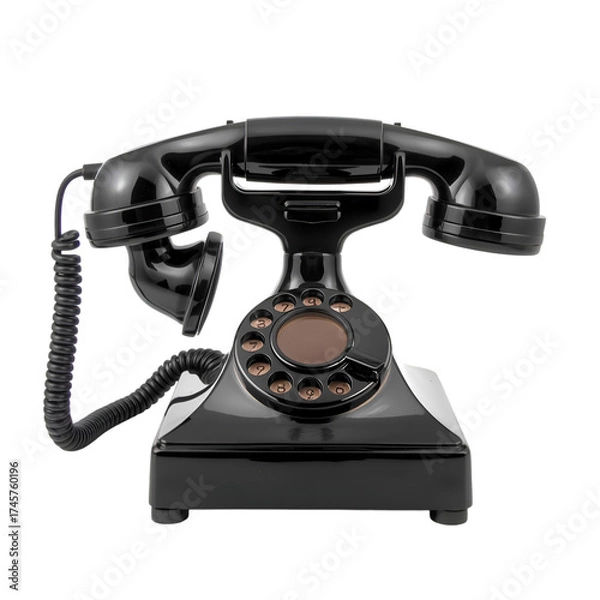 Obraz old black telephone