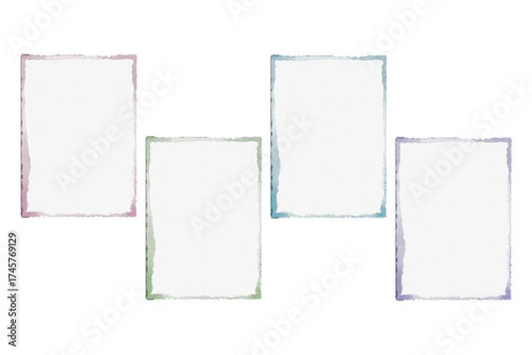 Obraz Watercolor frames set isolated on transparent background for design and decoration