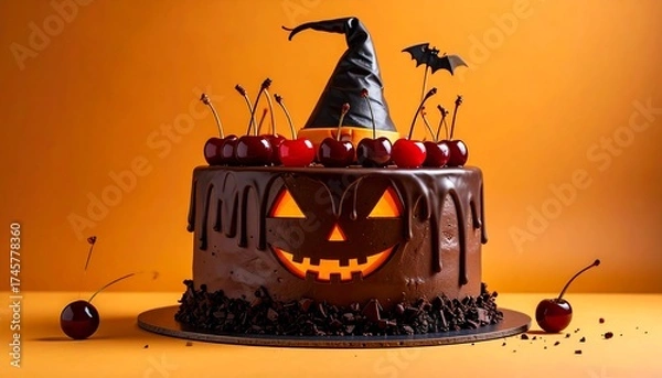 Fototapeta Halloween cake with witch's hat