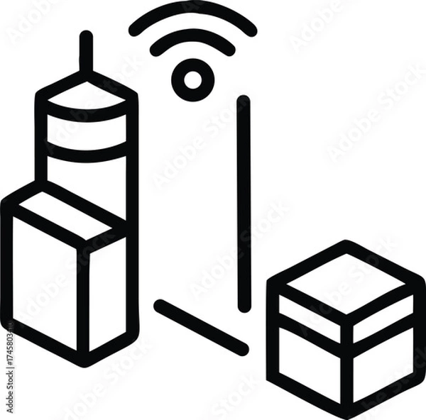 Fototapeta Smart city infrastructure with wireless connection and modern building design